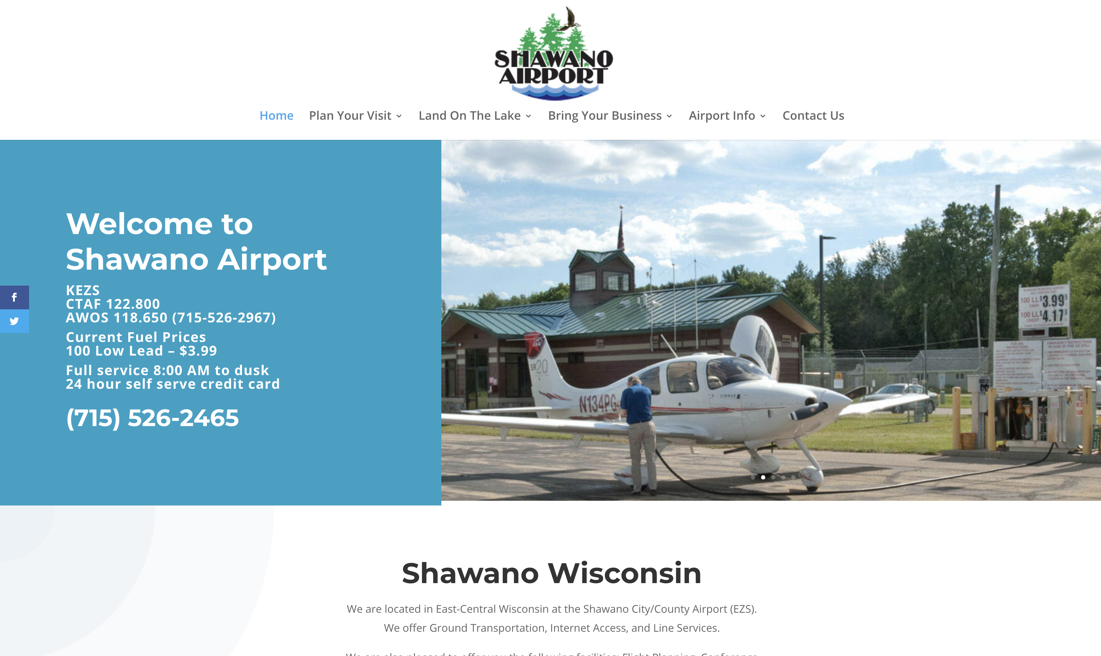 Shawano Wisconsin Airport Website Design